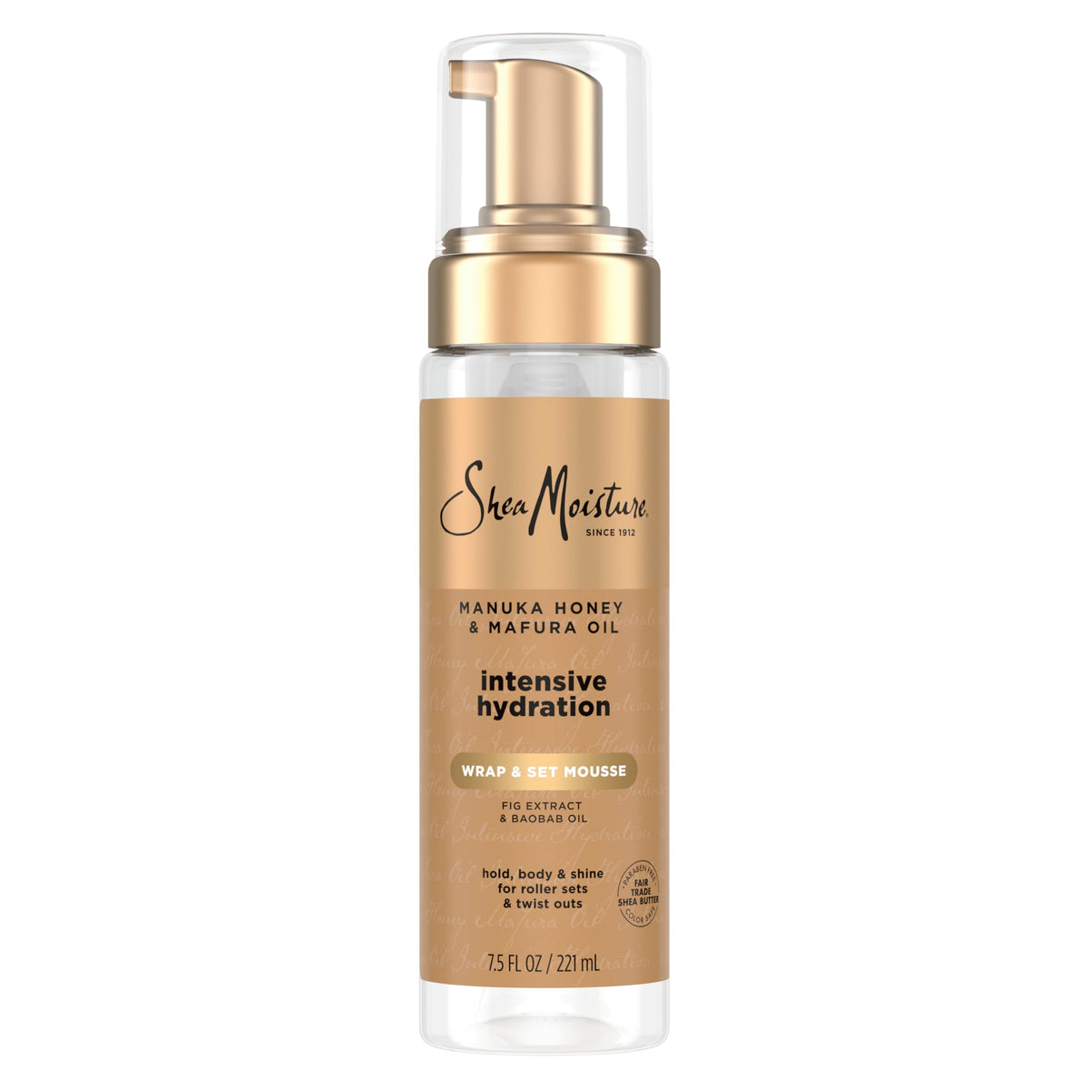 SheaMoisture Wrap & Set Mousse, textura ligera para peinado suave y flexible.