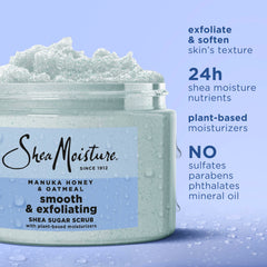 SheaMoisture Scrub Manuka Honey Oatmeal, al usar en la ducha exfolia y refresca.