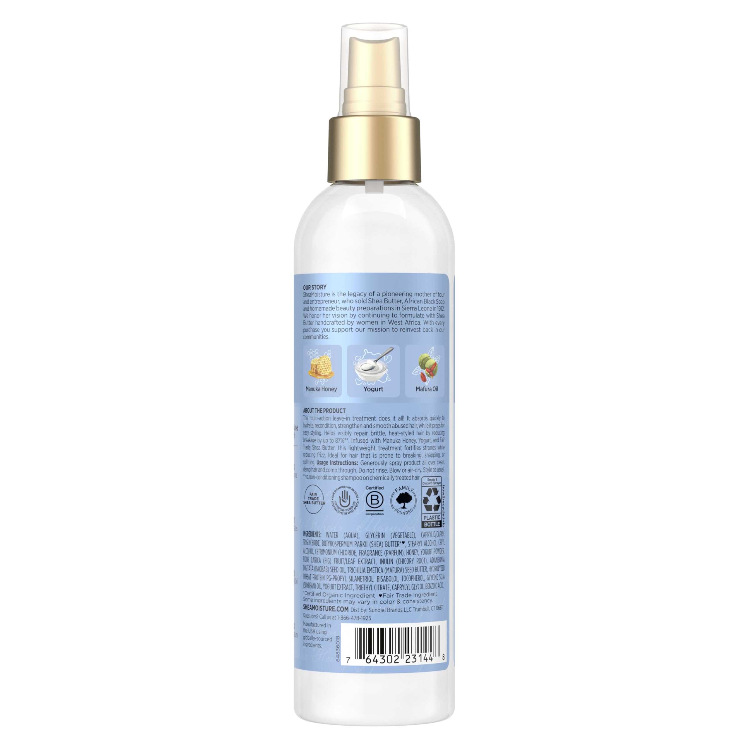 Application on wet hair with Manuka Honey Yogurt leave-in spray.
