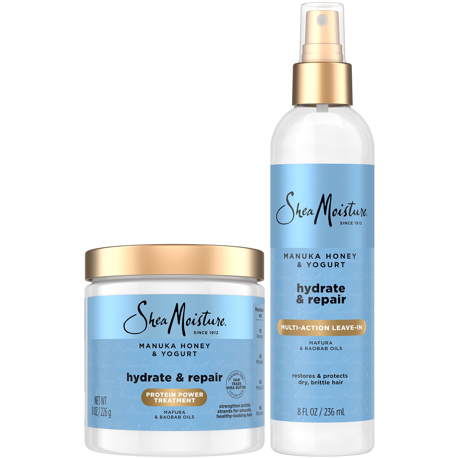 SheaMoisture Manuka Honey & Yogurt Leave-In bottle for frizz control and easy application.