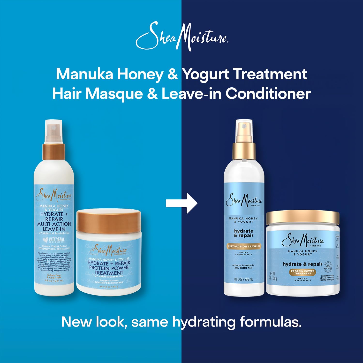 Packaging close-up highlighting Fair Trade Shea Butter in SheaMoisture formula.