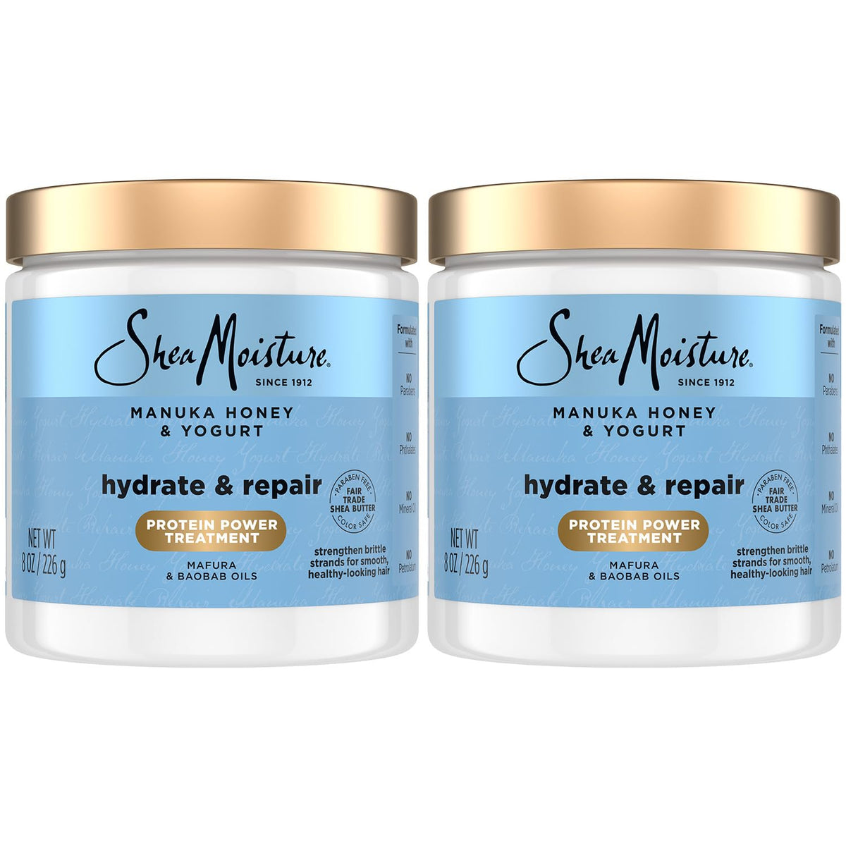 SheaMoisture Mascarilla capilar Manuka miel yogur, hidratación profunda para cabello seco.