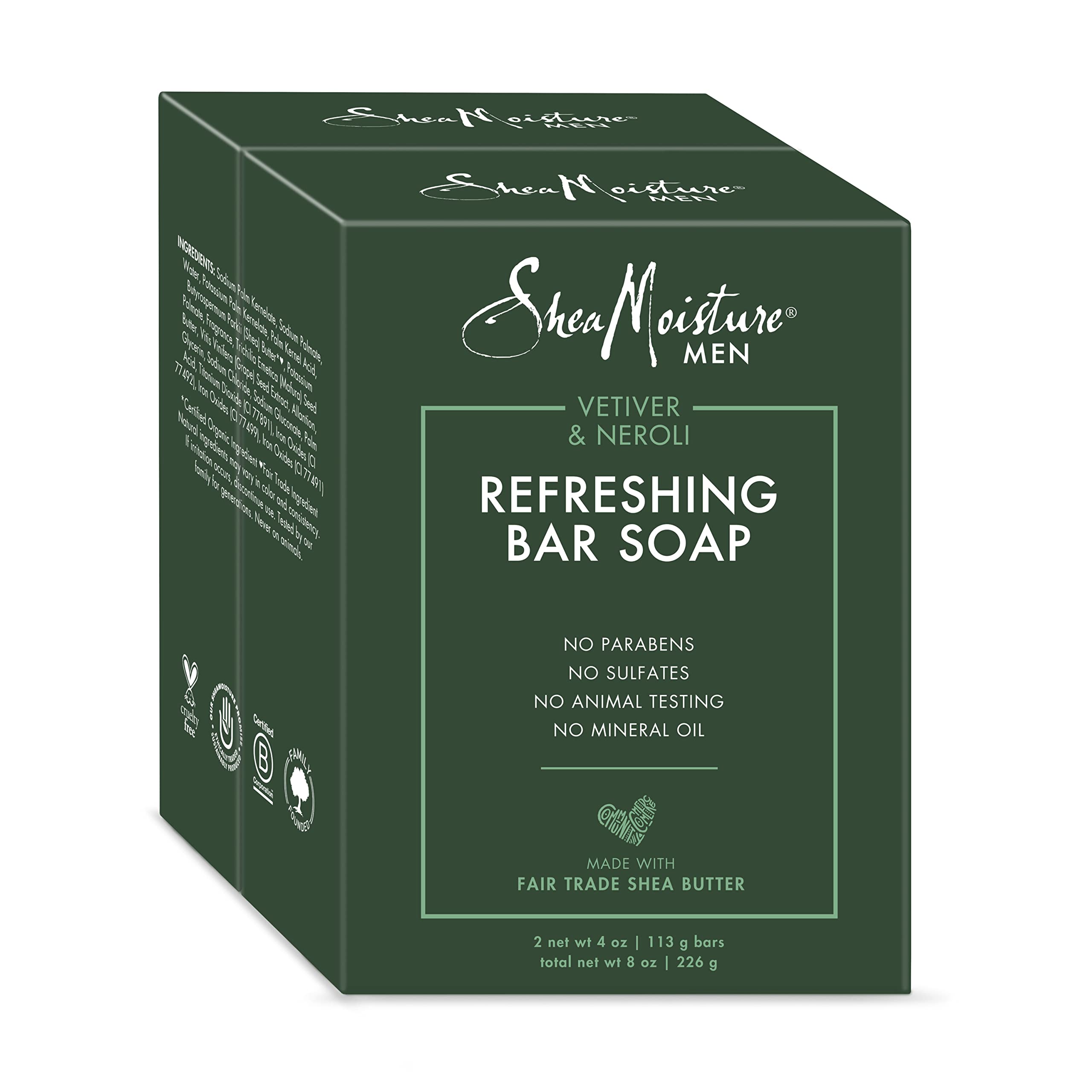 SheaMoisture Men Vetiver Neroli bar soap for daily grooming and a refreshing scent