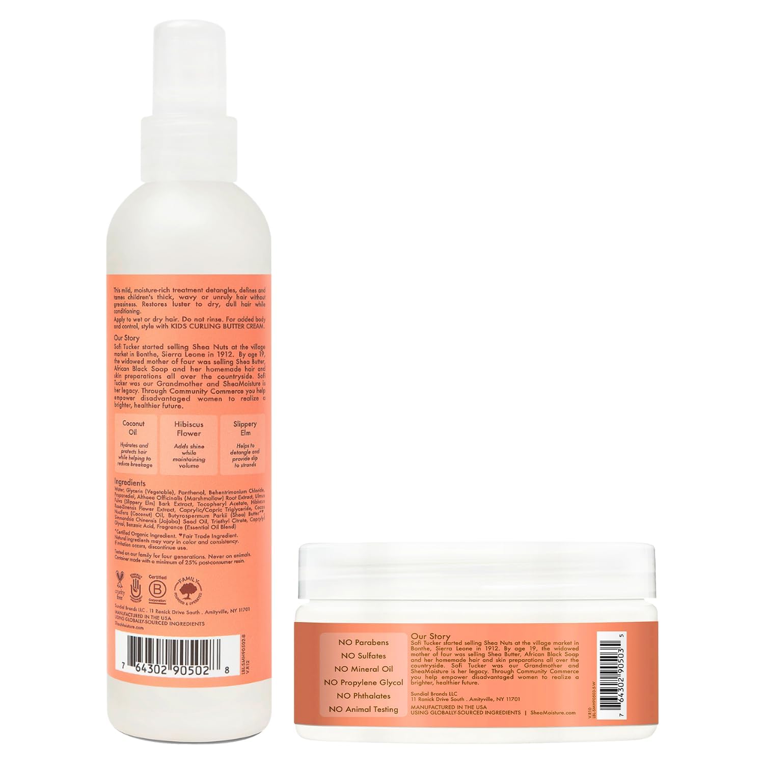 SheaMoisture Kids: desenredante coco hibisco facilita peinado suave.