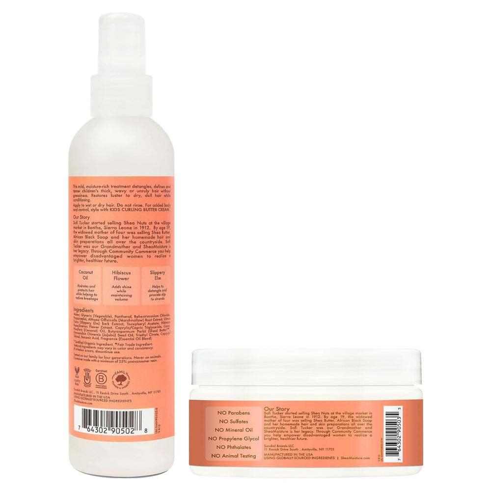 SheaMoisture Kids: desenredante coco hibisco facilita peinado suave.
