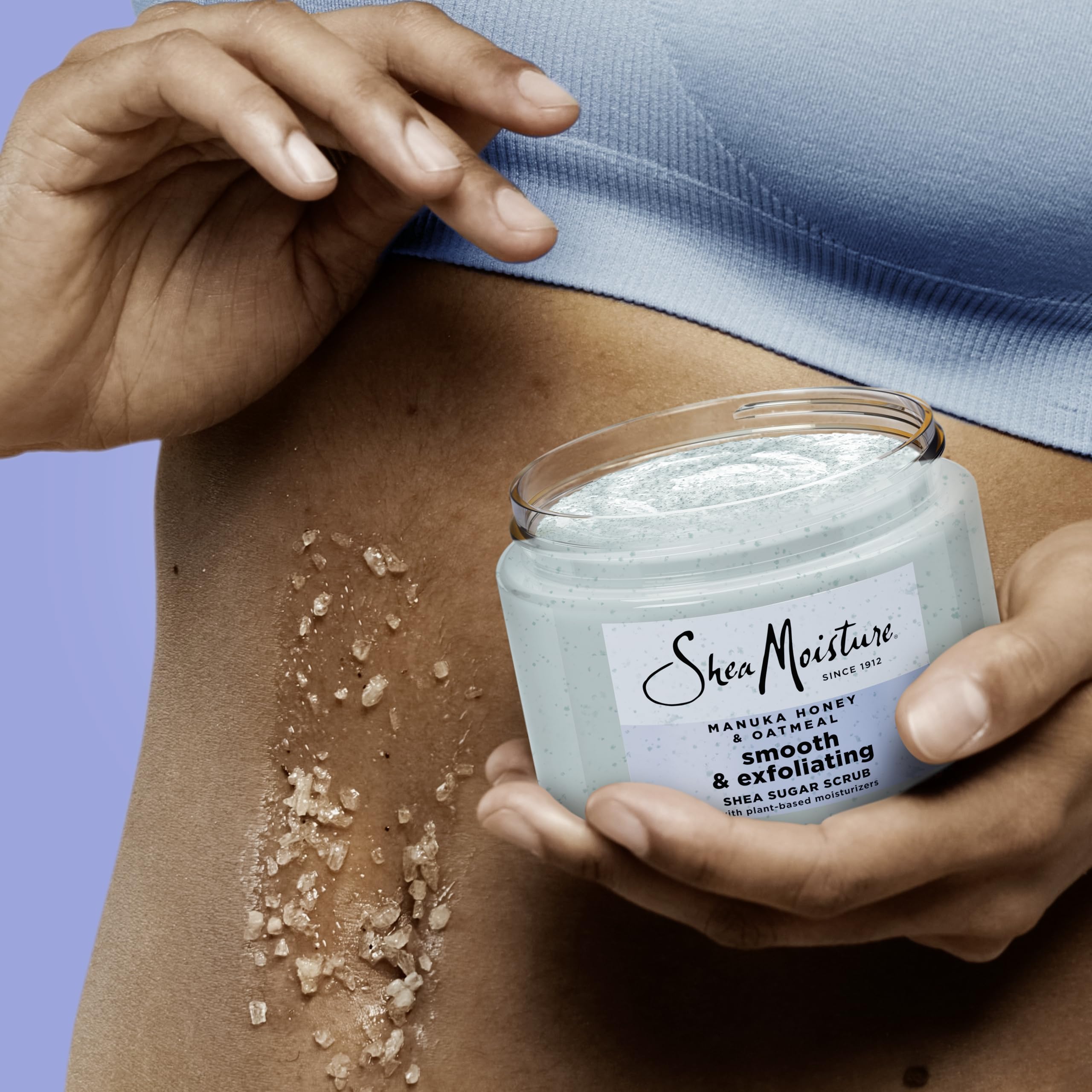 Rutina de cuidado SheaMoisture Manuka Honey Oatmeal, frasco para ritual de cuidado.