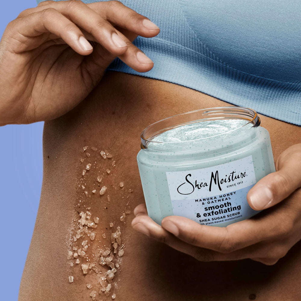 Rutina de cuidado SheaMoisture Manuka Honey Oatmeal, frasco para ritual de cuidado.