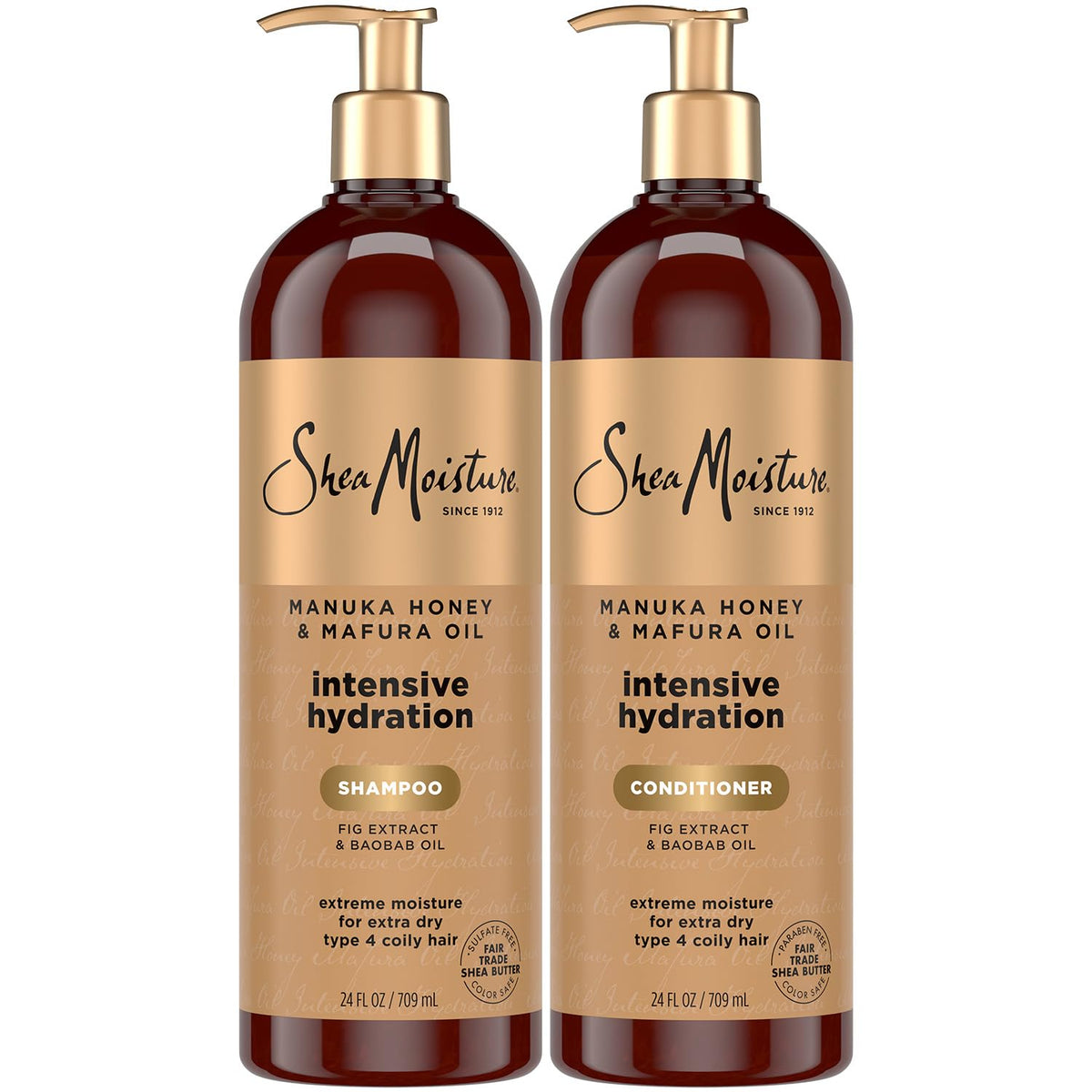 Sheamoisture shampoo bottle close-up highlighting hydration for dry hair