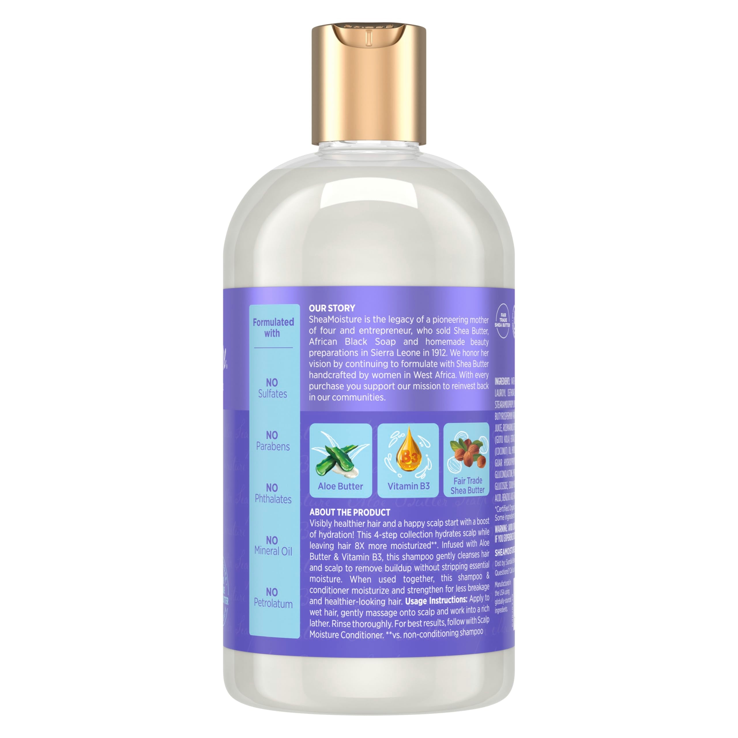 SheaMoisture Shampoo espuma cremosa: limpieza suave dejando cabello ligero y brillante.