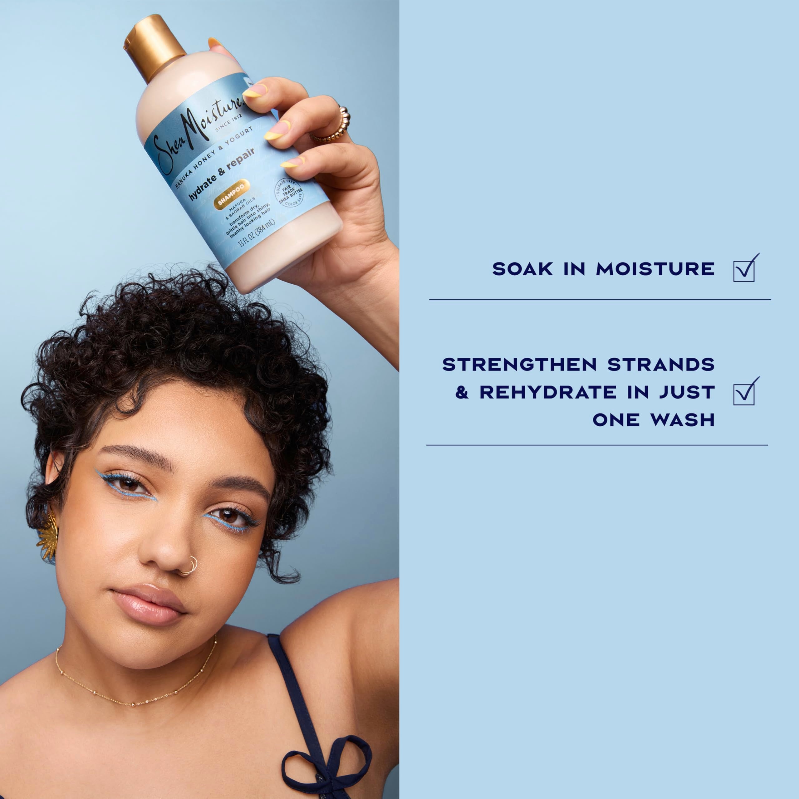Shampoo bottle with foamy lather demonstrates gentle cleansing