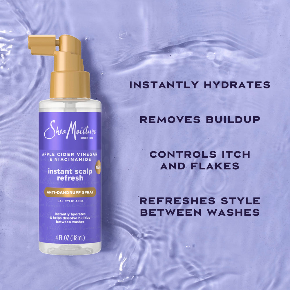 SheaMoisture spray anti caspa con ácido salicílico, exfoliación suave para el cuero cabelludo.