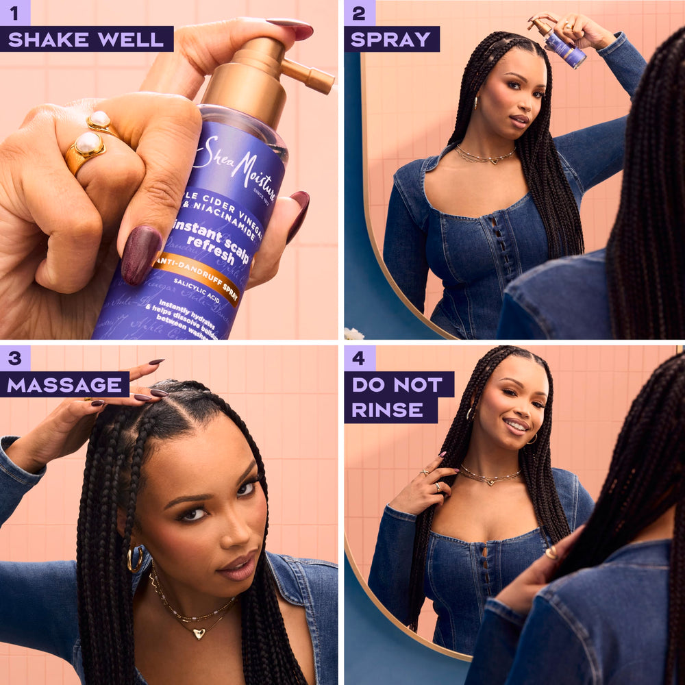 SheaMoisture spray con tecnología micelar, limpieza ligera sin engrasar.