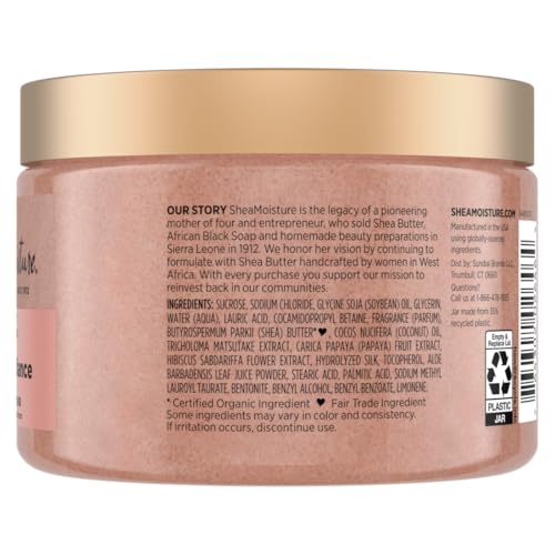 Textura cremosa de SheaMoisture exfoliante coco hibisco para suavidad