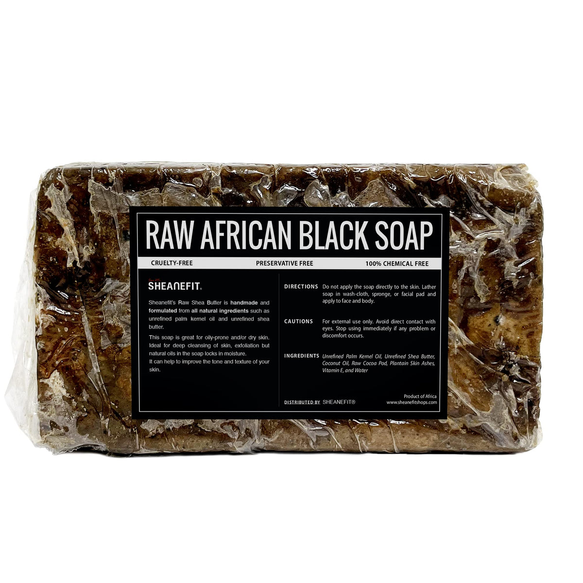 Sheanefit Jabón Negro Africano para rostro, muestra limpieza suave y exfoliación.