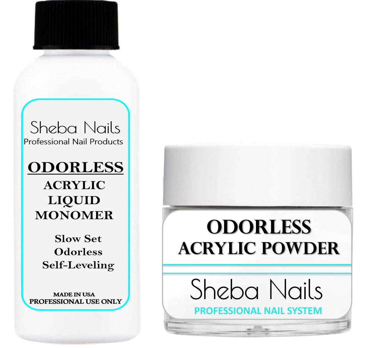 Kit de SHEBA NAILS acrílico sin olor con sello, ideal para exámenes estatales.
