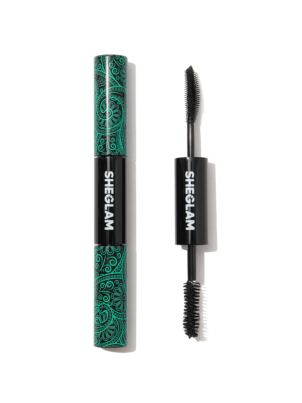 SHEGLAM 2-in-1 mascara curved brush lengthens and separates lashes for definition