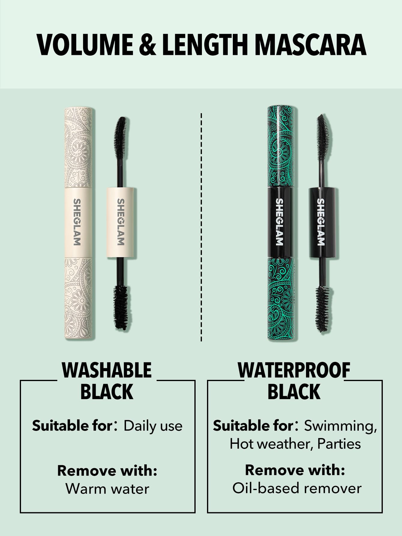 SHEGLAM 2-in-1 mascara removal with oil-based remover dissolves tubing makeup