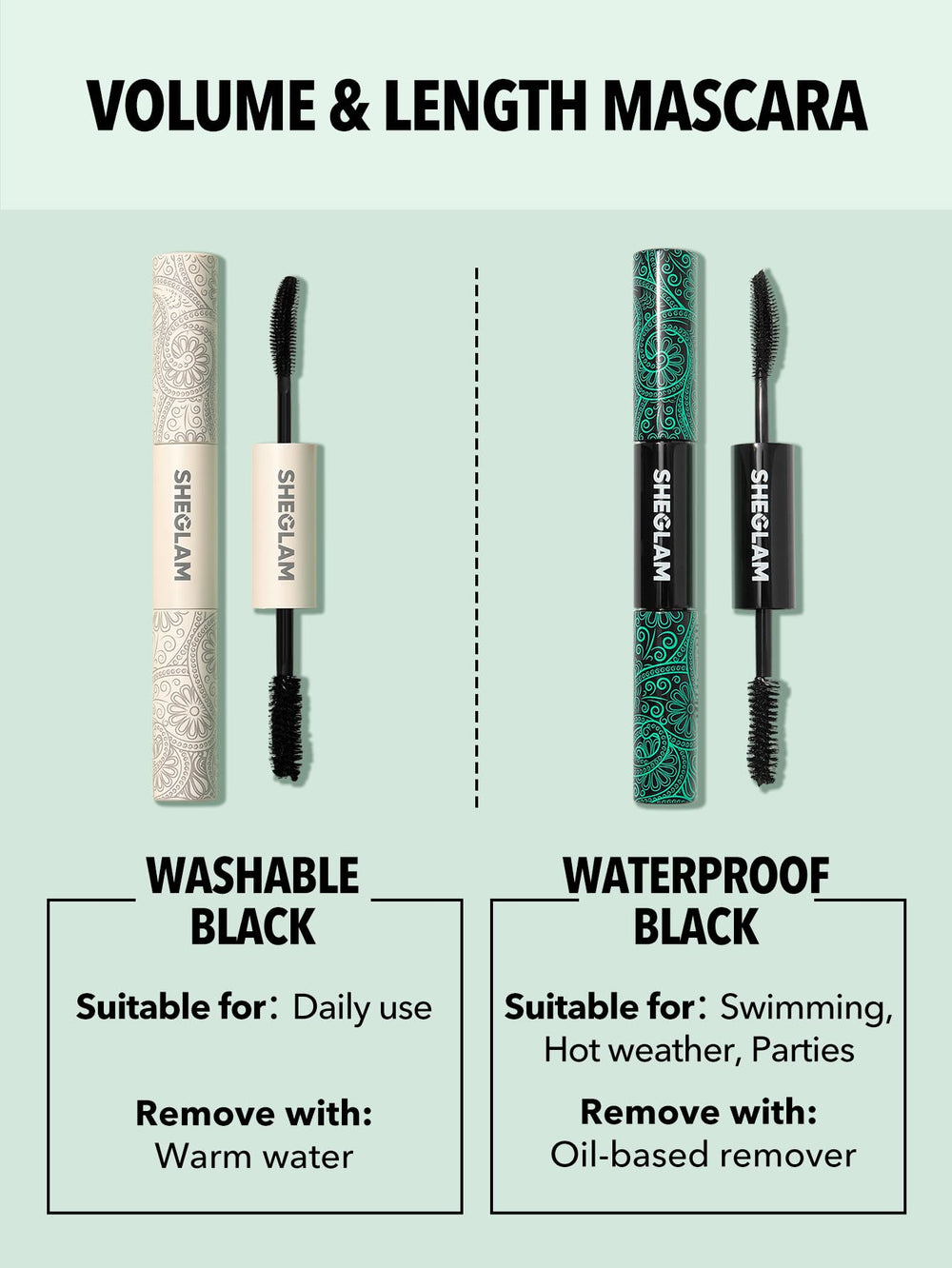 SHEGLAM 2-in-1 mascara removal with oil-based remover dissolves tubing makeup