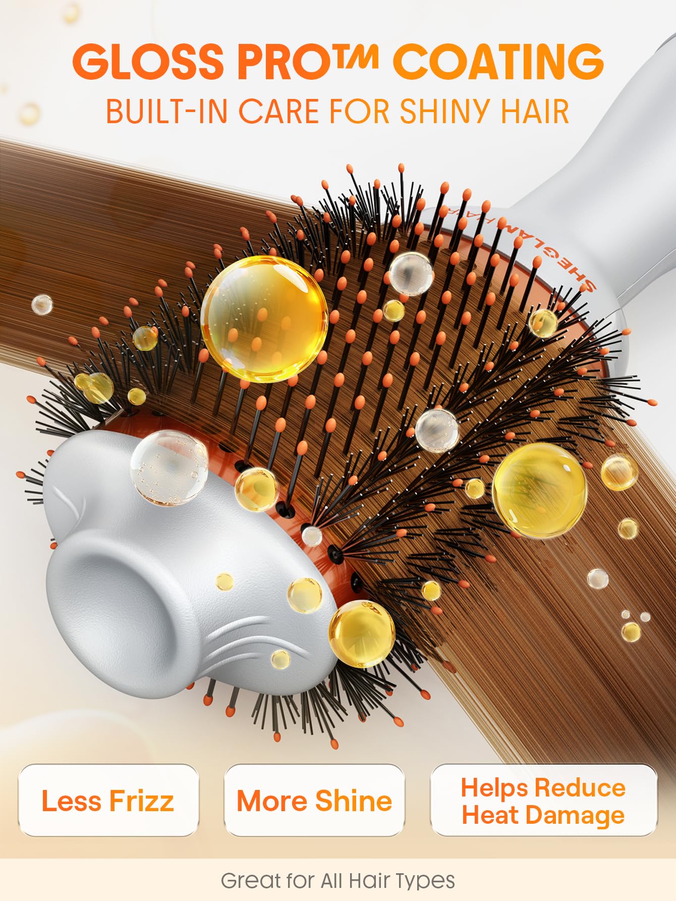 SHEGLAM 4-in-1 hot air brush 3 heat settings for all hair types.