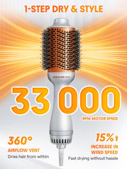 SHEGLAM 4-in-1 hot air brush brush-head detail highlights tangle-free bristles.
