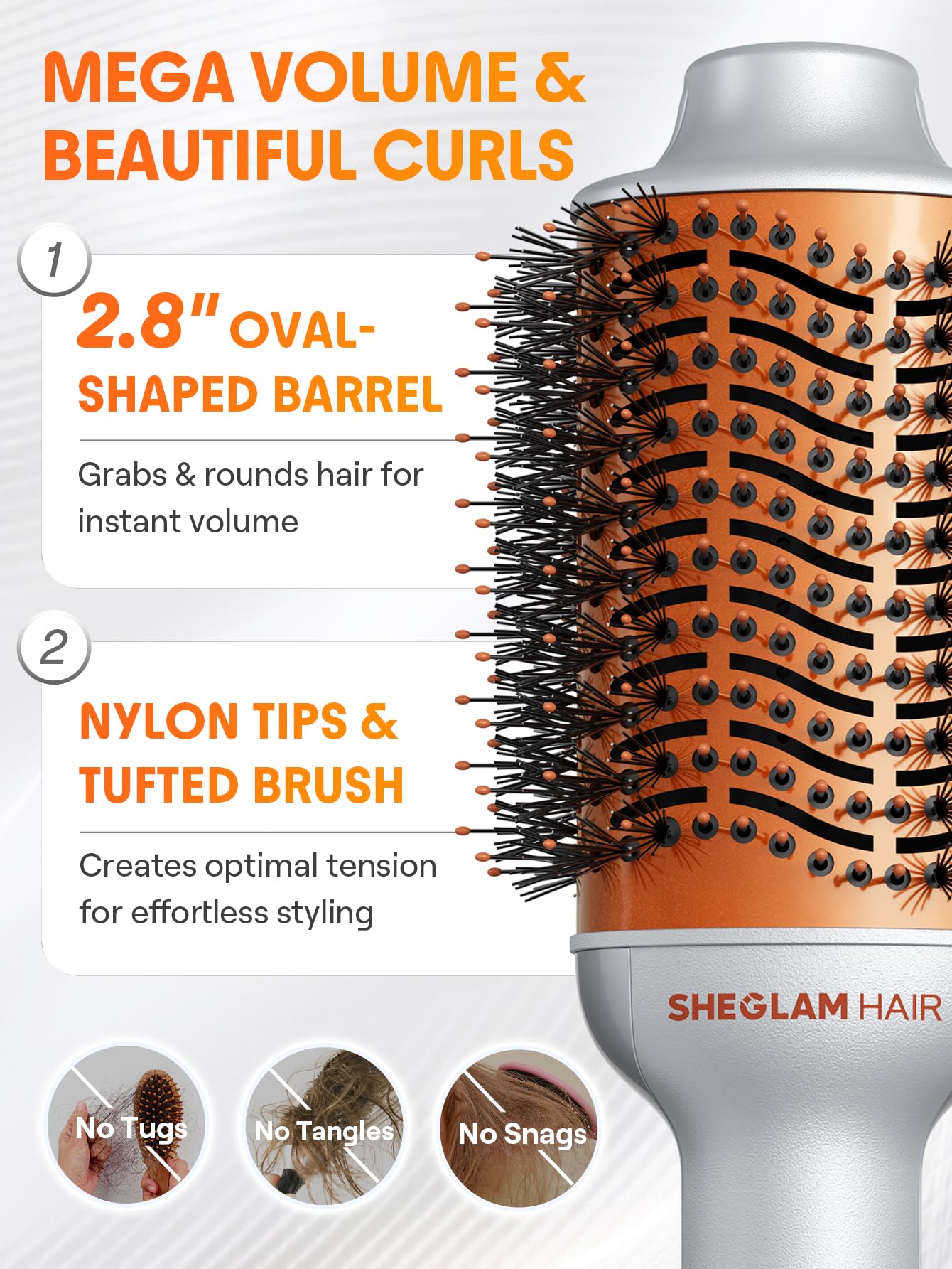 SHEGLAM 4-in-1 hot air brush gloss-pro coating on ceramic surface for shine.