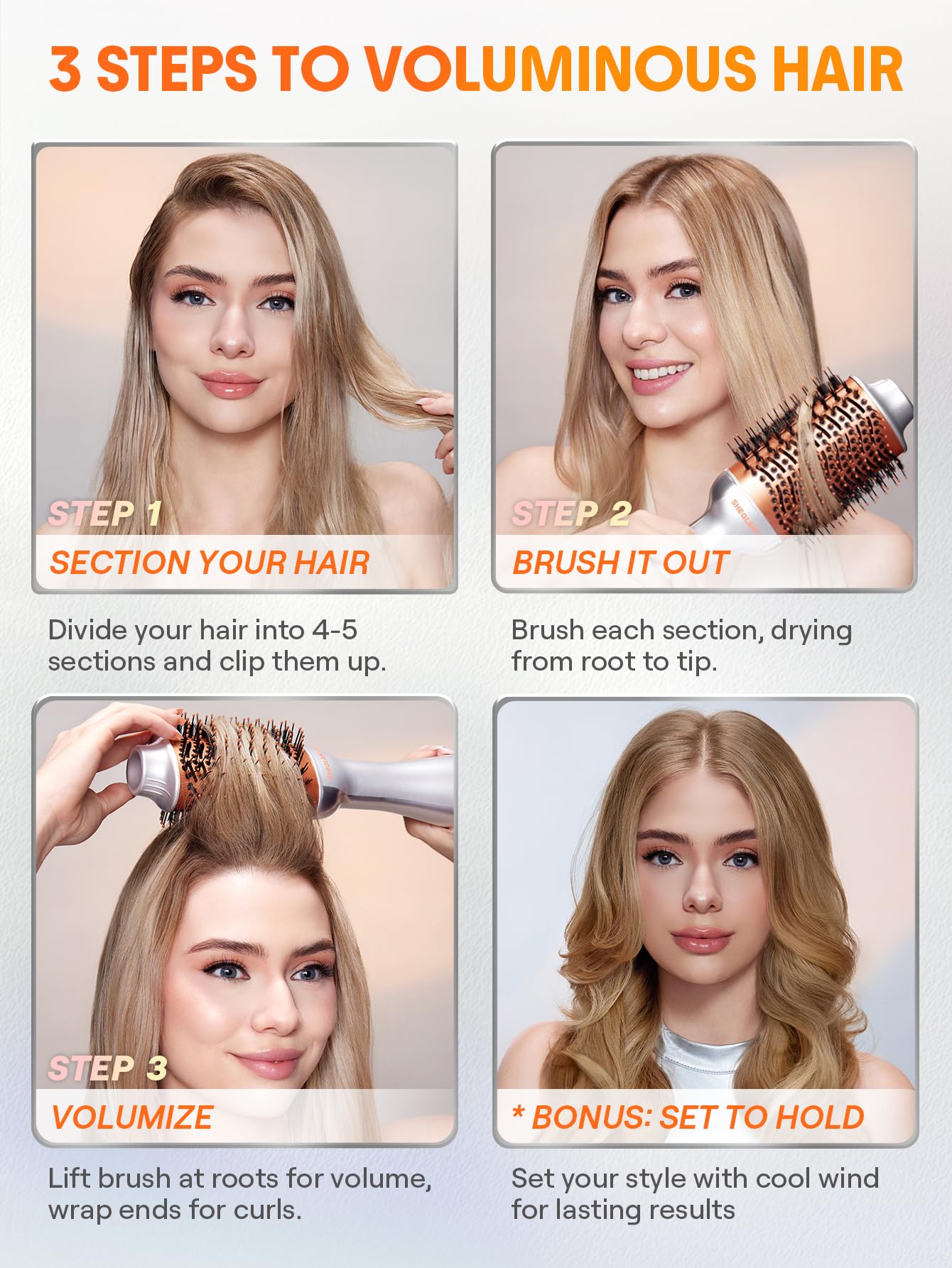 SHEGLAM 4-in-1 hot air brush salon-style results at home.