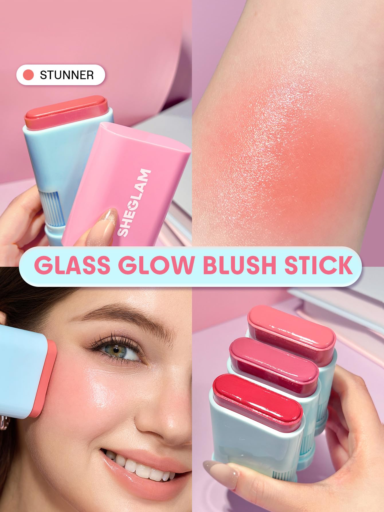 SHEGLAM rubor crema resistente al agua, ideal para uso durante todo el día.
