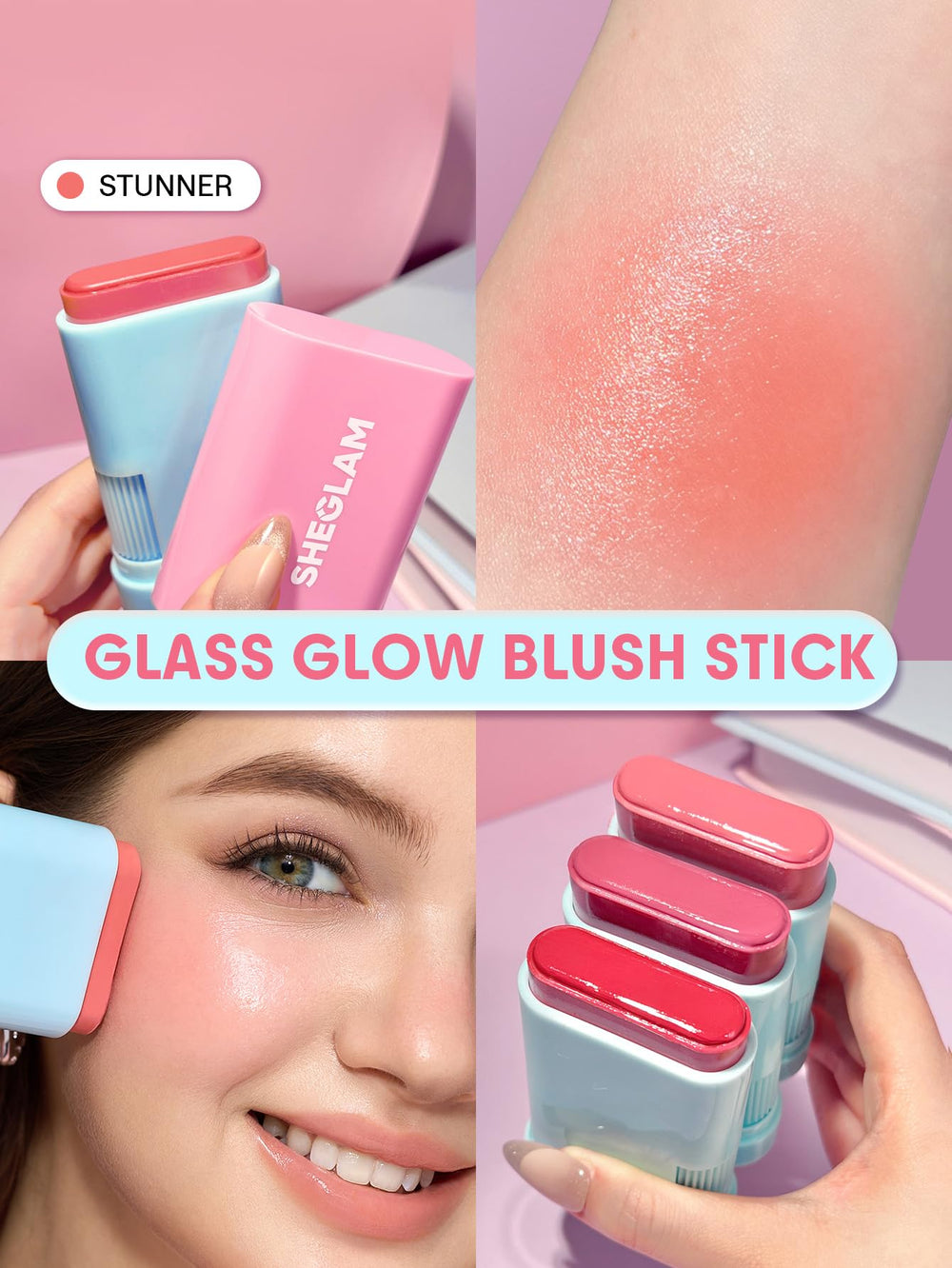 SHEGLAM rubor crema resistente al agua, ideal para uso durante todo el día.