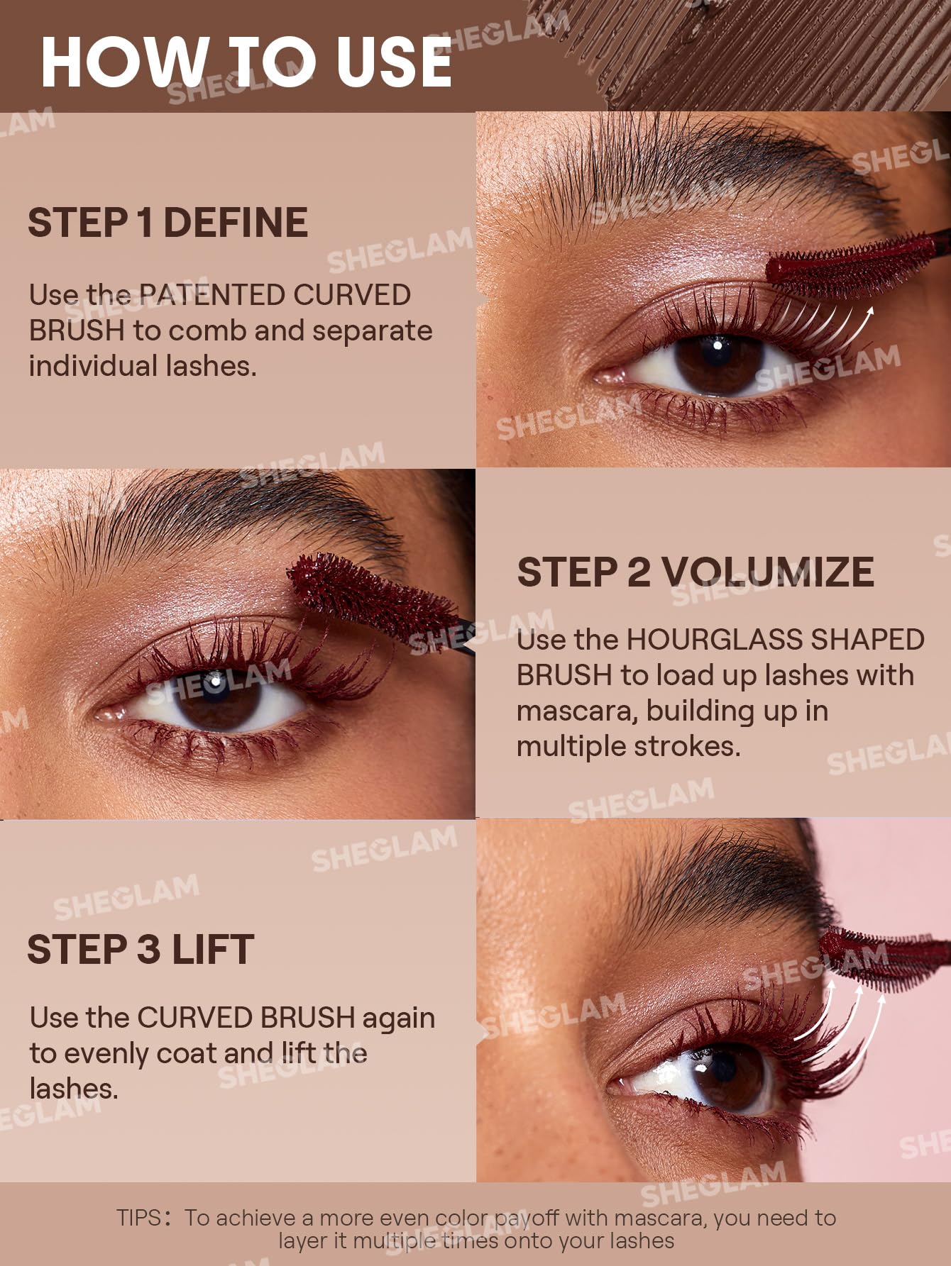 SHEGLAM cruelty-free mascara branding and packaging emphasis