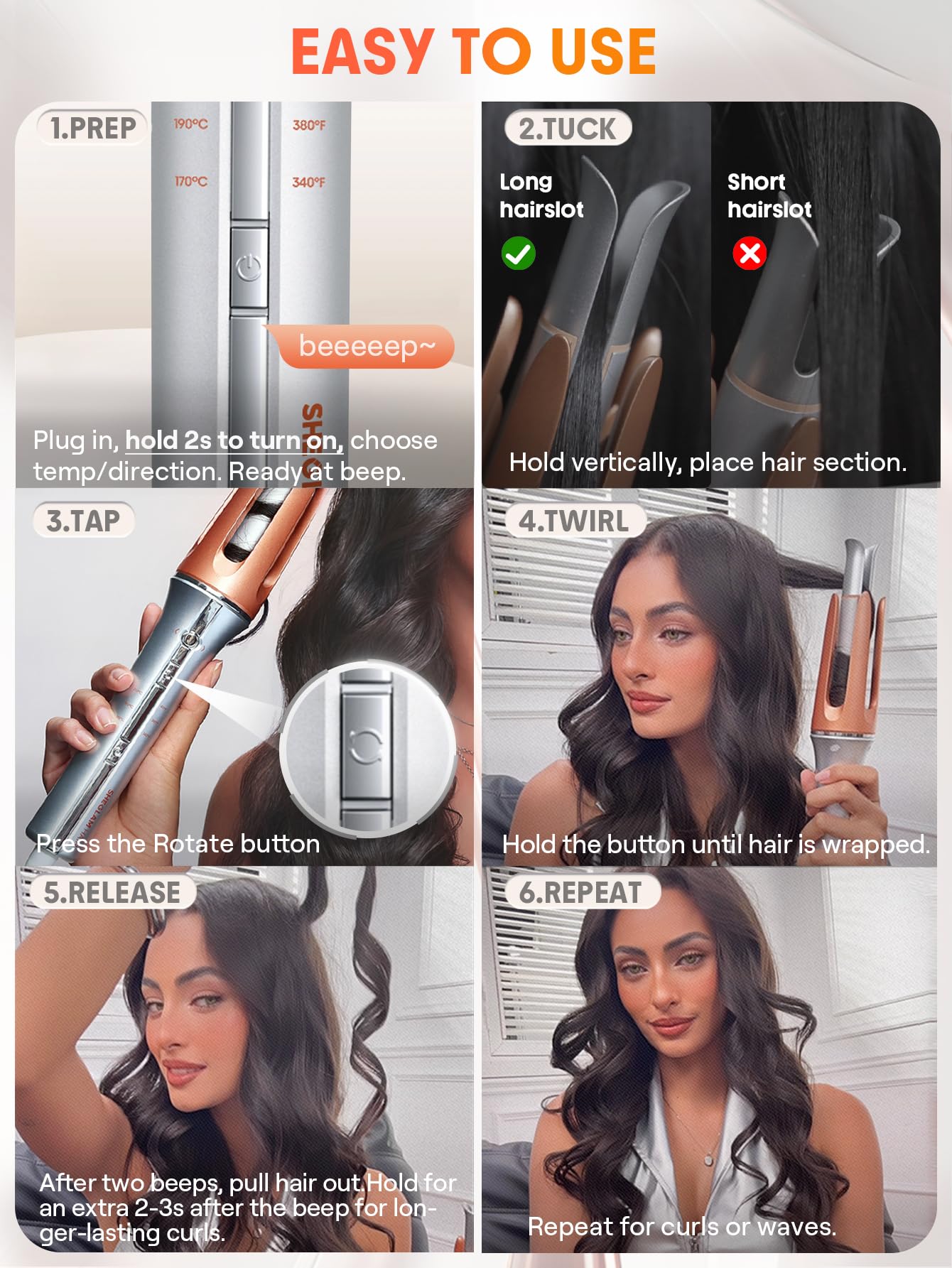 Sheglam anti-burn anti-tangle design protects hair while curling