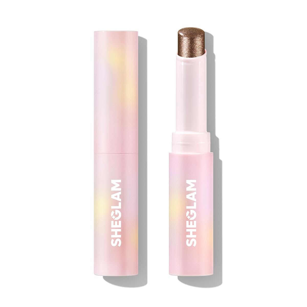 SHEGLAM barra brillo cristal: empaque compacto para retoques diarios.