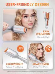 SHEGLAM Beach Babe Waver anti-scald design protects fingers during styling.