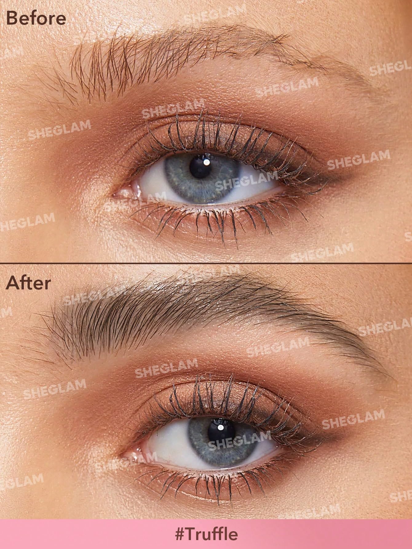 SHEGLAM Brow-Fection close-up strokes show texture.