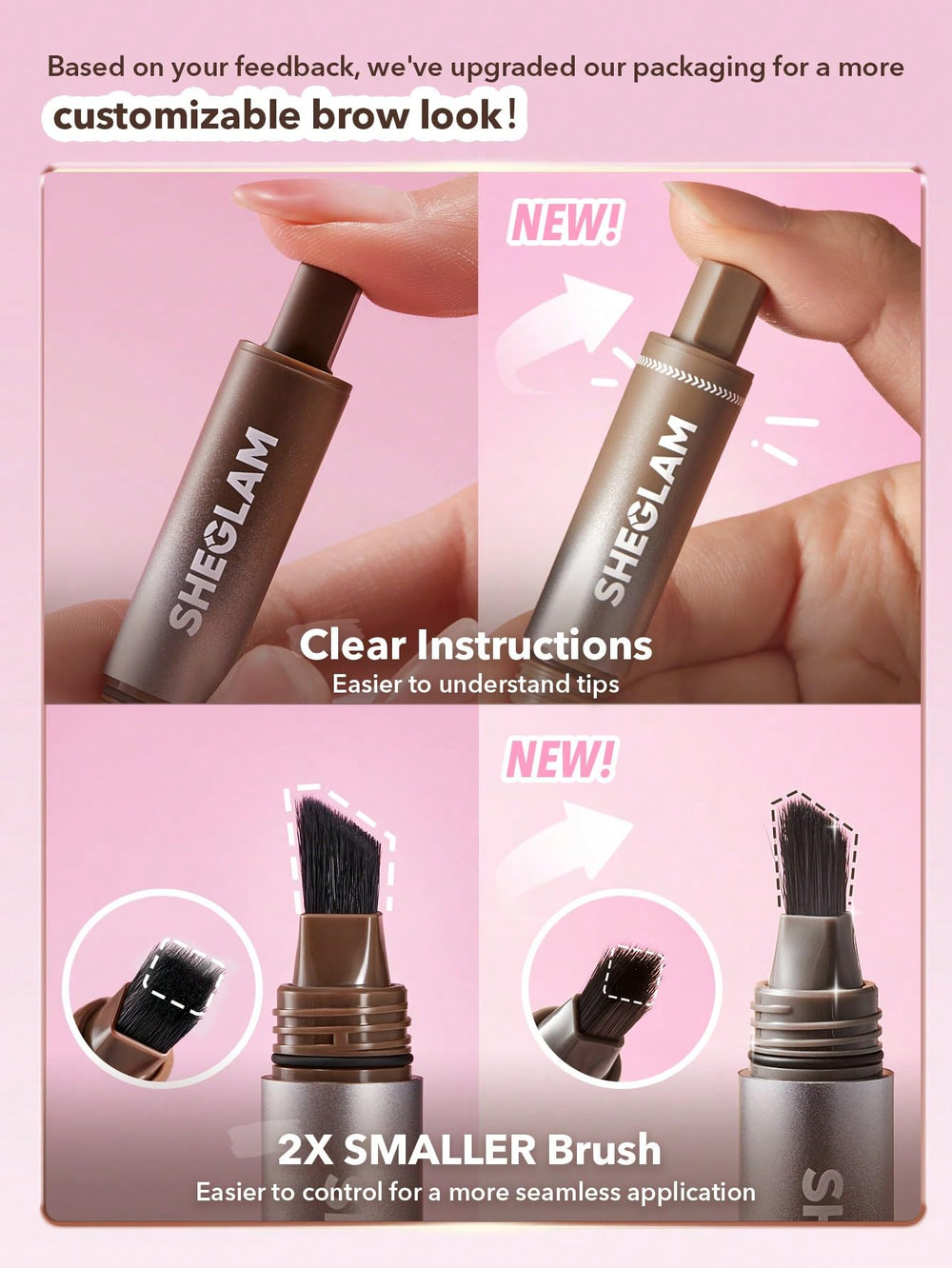 SHEGLAM Brow-Fection dip microblading pen swatch shows hair-like strokes.