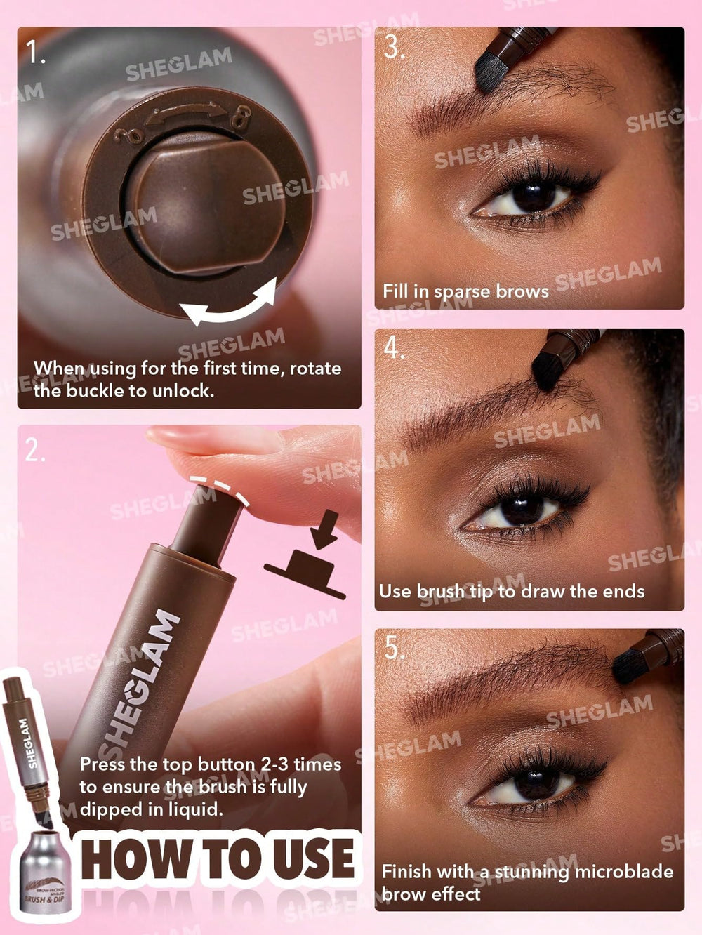 SHEGLAM Brow-Fection natural hair-stroke look on brows for a soft fill.