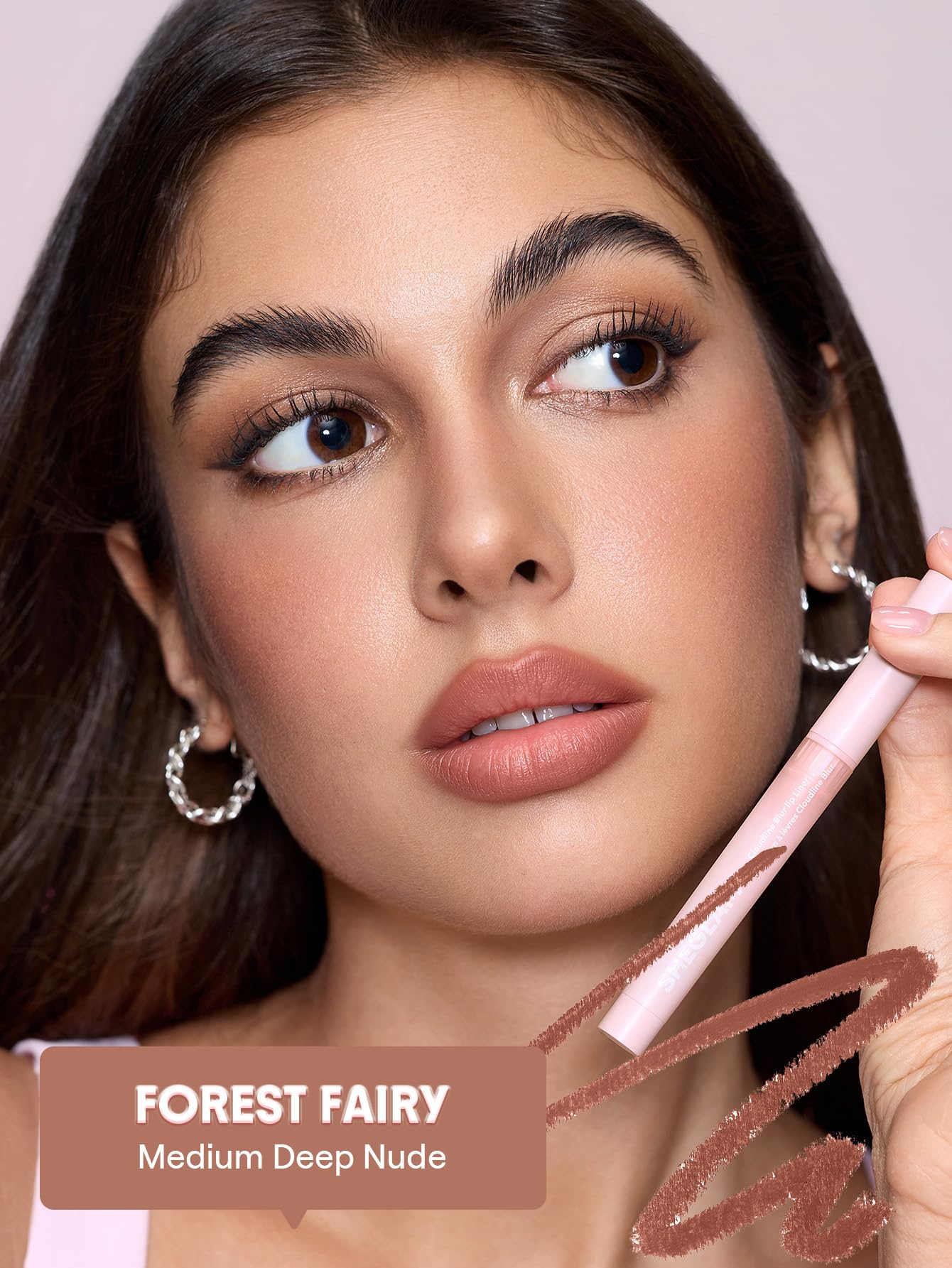 SHEGLAM Cloudline Blur Lip Liner Forest Fairy application shows effortless edge definition.