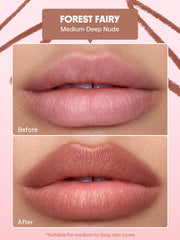 SHEGLAM Cloudline Blur Lip Liner Forest Fairy swatch demonstrates long-lasting color without feathering.