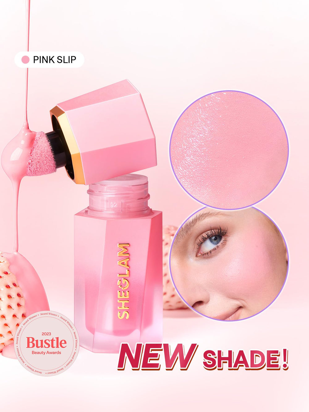 SHEGLAM Color Bloom Liquid Blush 007 Pink Slip built in applicator enables precise, mess free application