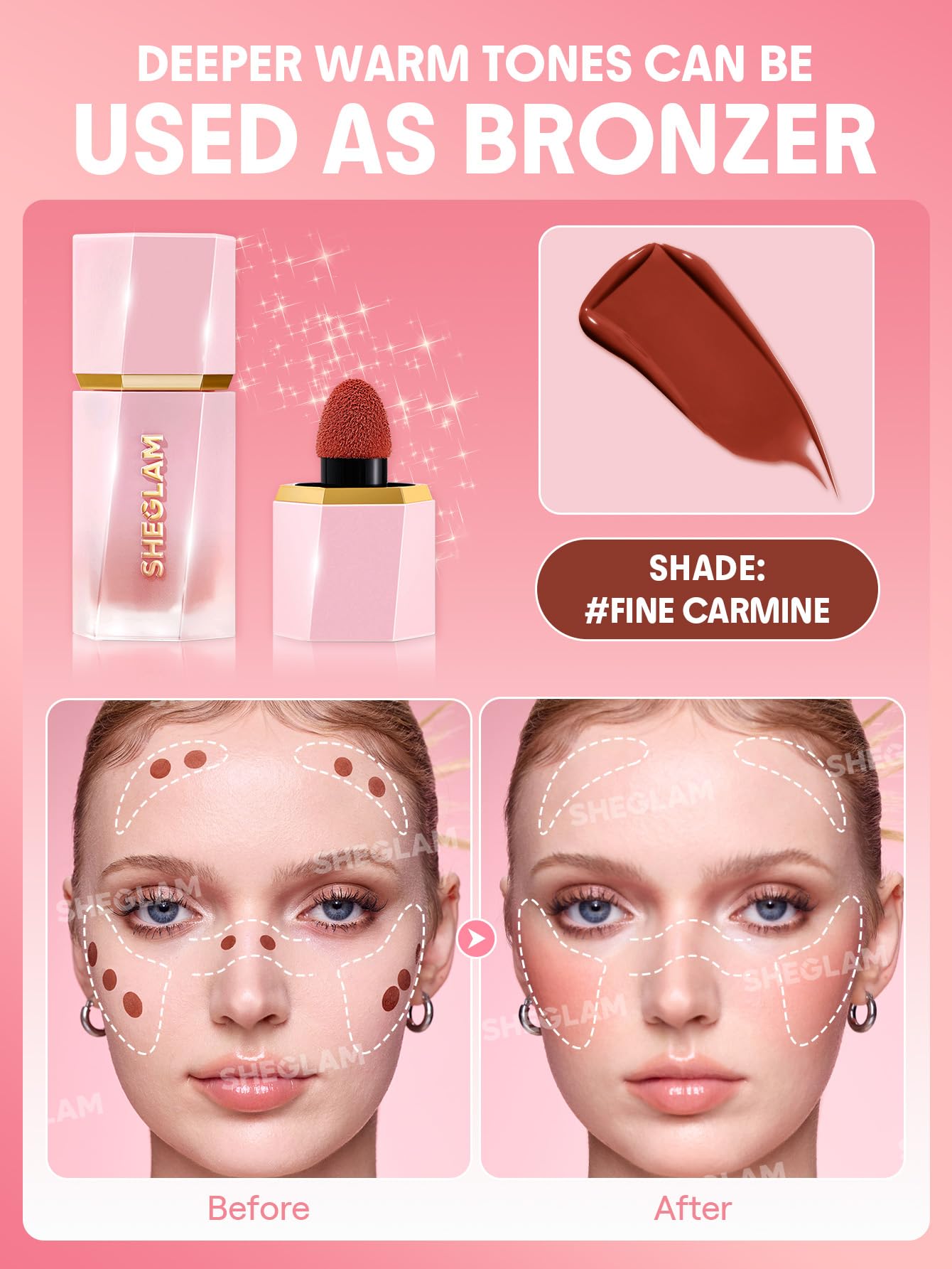 SHEGLAM Color Bloom Liquid Blush swatch on skin for a natural, everyday glow.