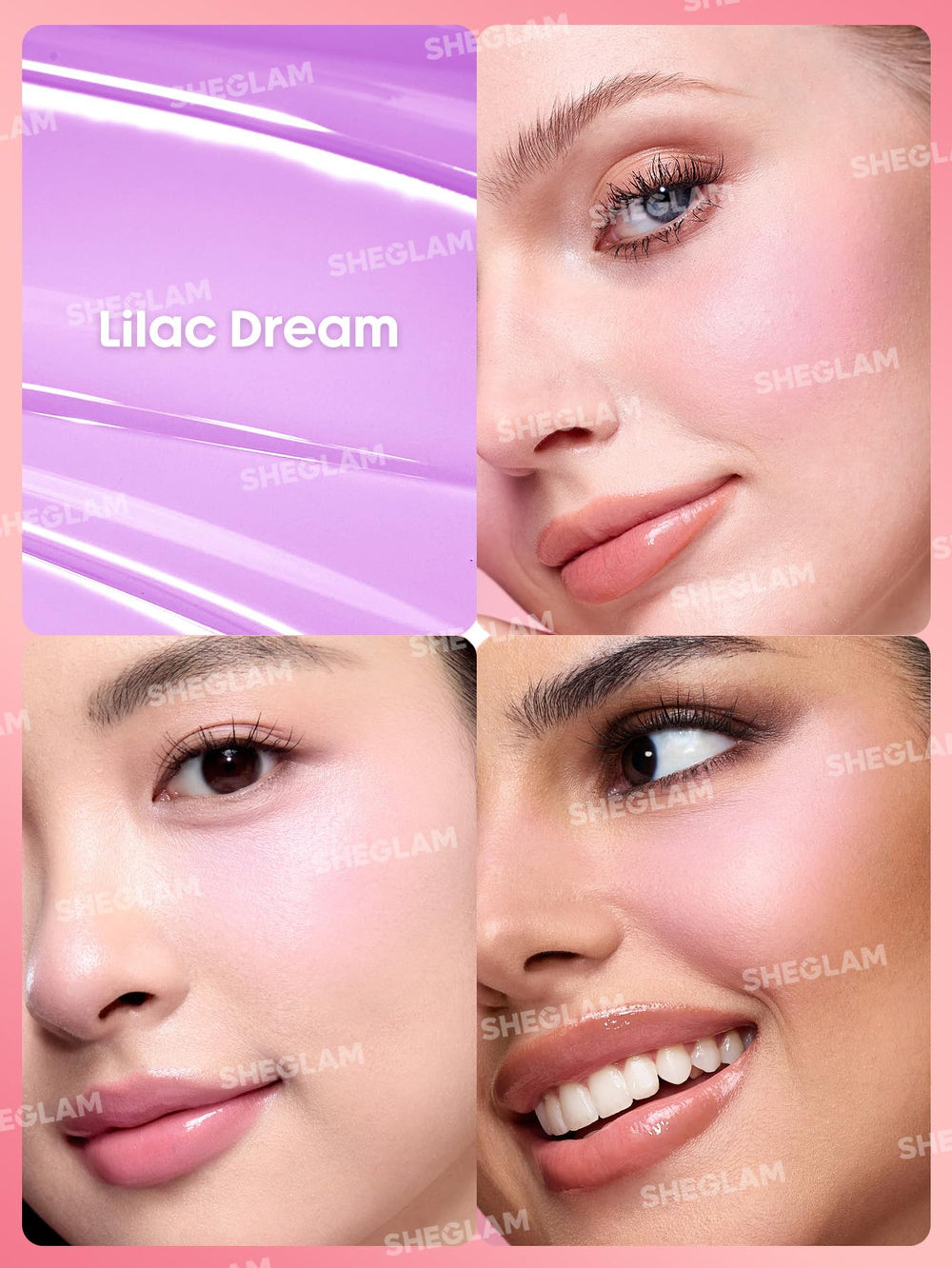 Closeup of SHEGLAM Lilac Dream tube highlighting sleek packaging.