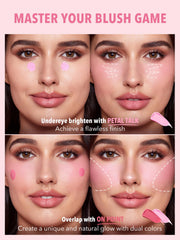 SHEGLAM Color Bloom Liquid Blush Petal Talk close-up swirls blend naturally for a seamless look.