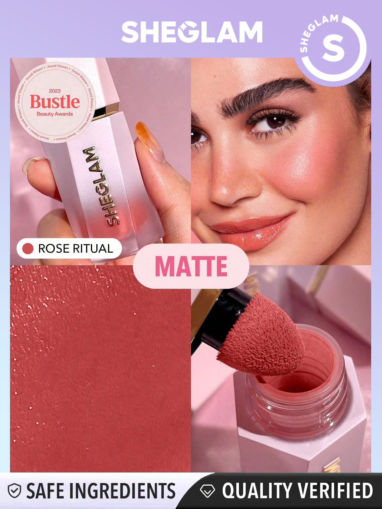 SHEGLAM Color Bloom Rose Ritual on face for day to night wear