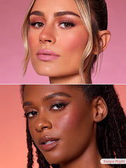 SHEGLAM Color Bloom swatch on cheek shows vibrant matte color