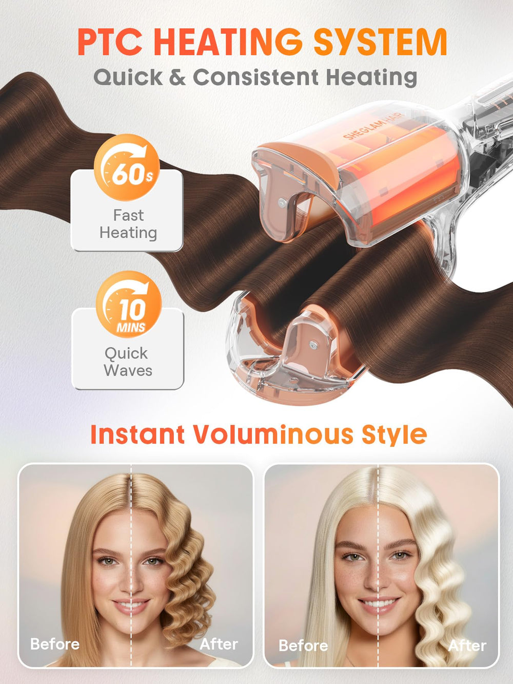 SHEGLAM compact lightweight waver for easy, portable styling.