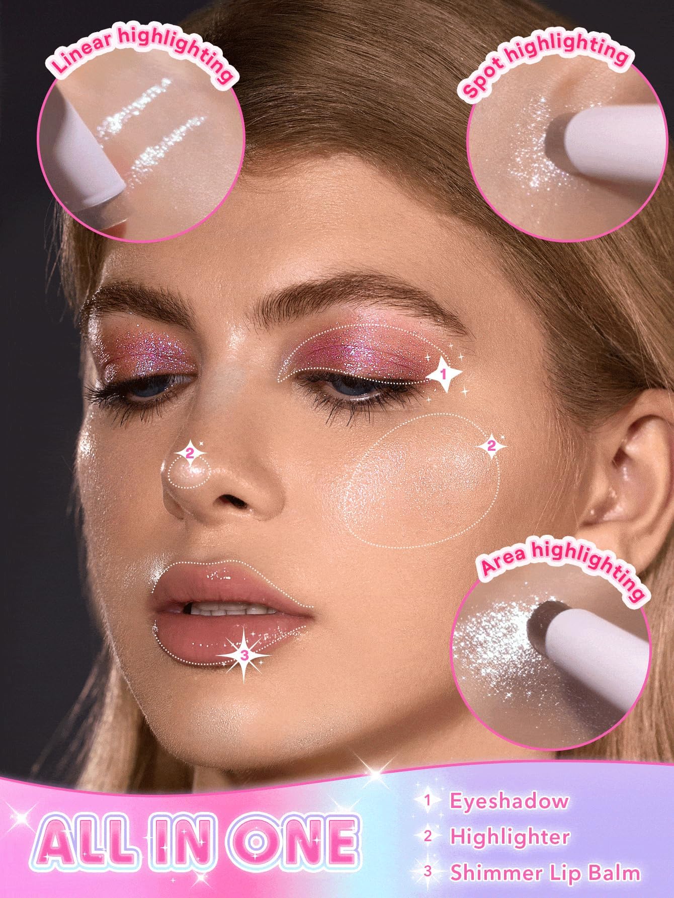 SHEGLAM Crystal Jelly Glaze Stick delineador con brillo integrado para delinear suave.