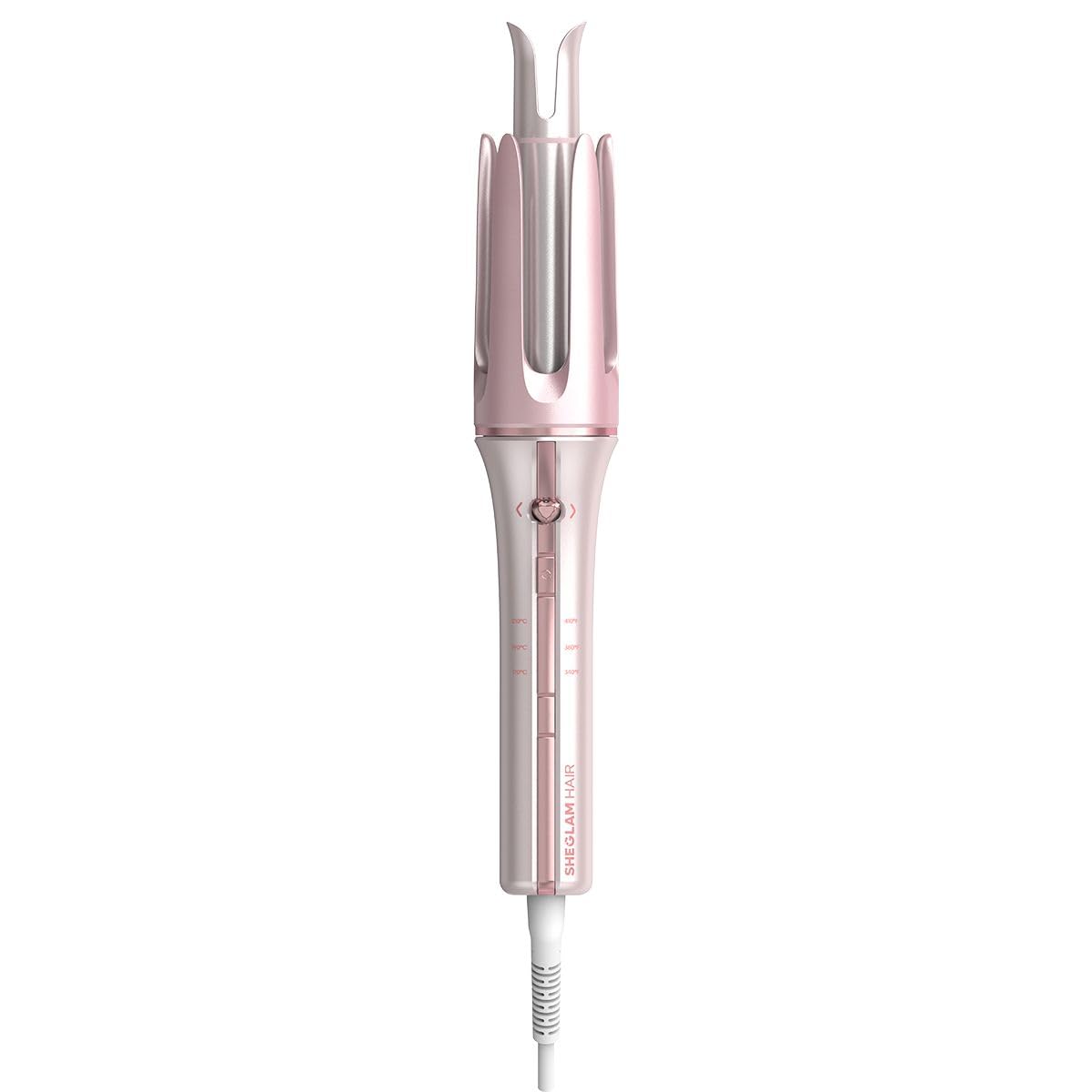 SHEGLAM Cupid's Charm pink curler in action for effortless waves