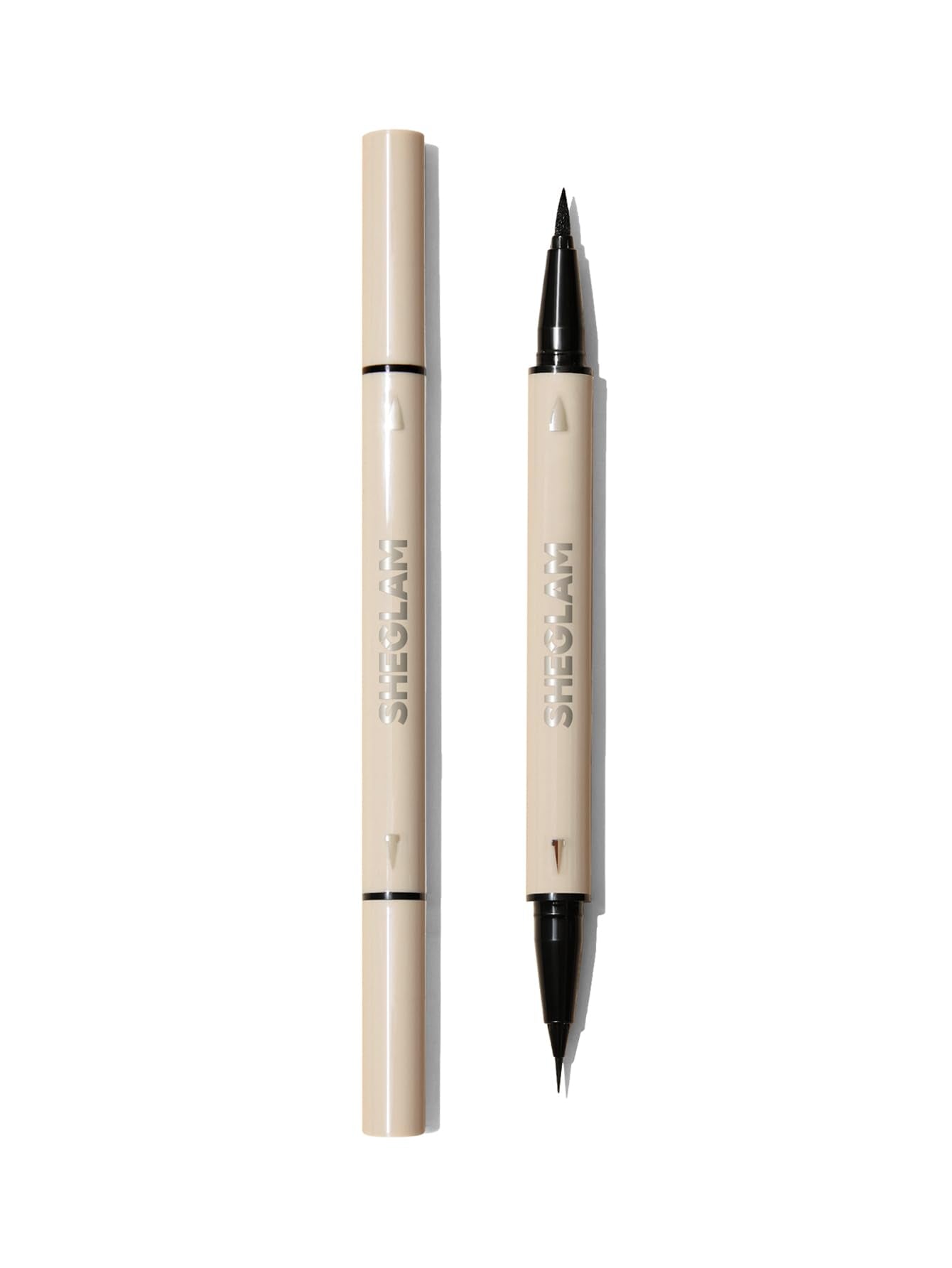 SHEGLAM delineador de doble punta negro para delineado versátil y duradero.