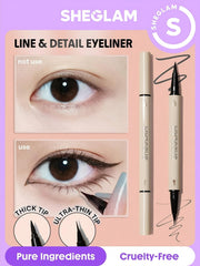 SHEGLAM delineador de doble cabeza negro para trazos precisos y rápidos.