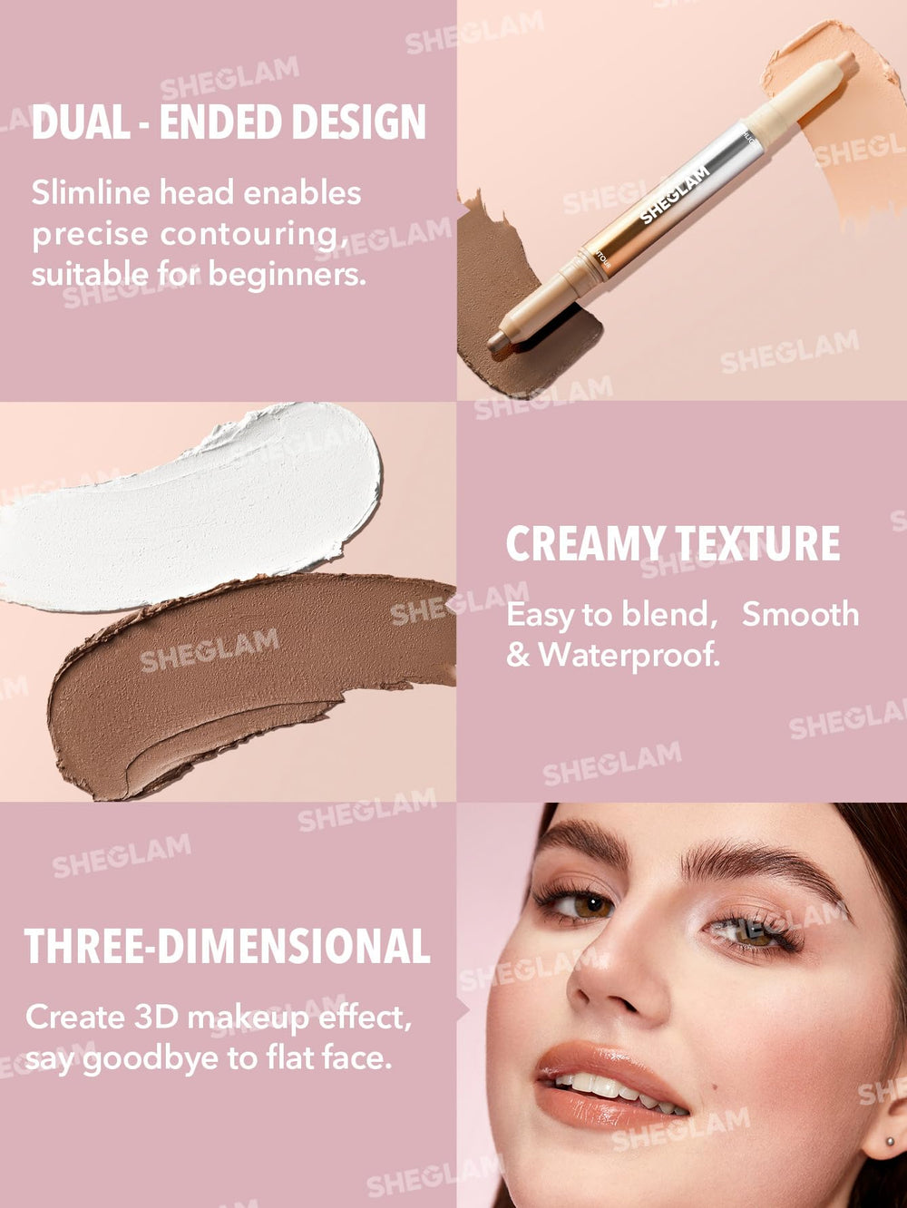 Efecto 3D para mayor dimensión facial con SHEGLAM.