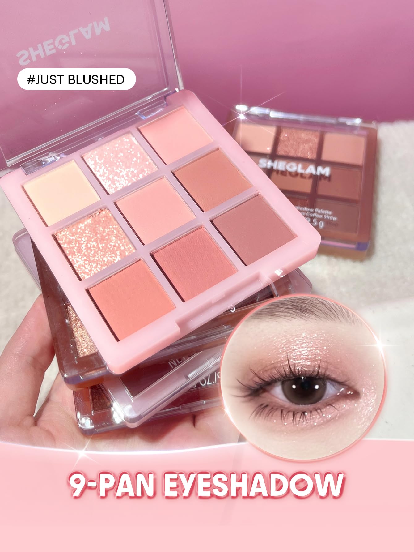 SHEGLAM Eyeshadow Palette combines matte and glitter finishes for versatile textures.